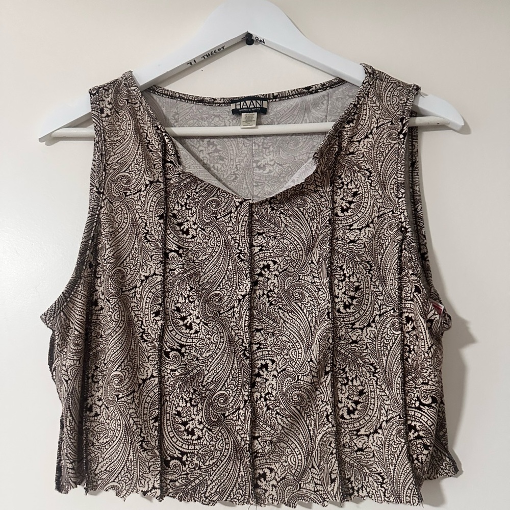 Haani Black and Tan Sleeveless Crop Tank